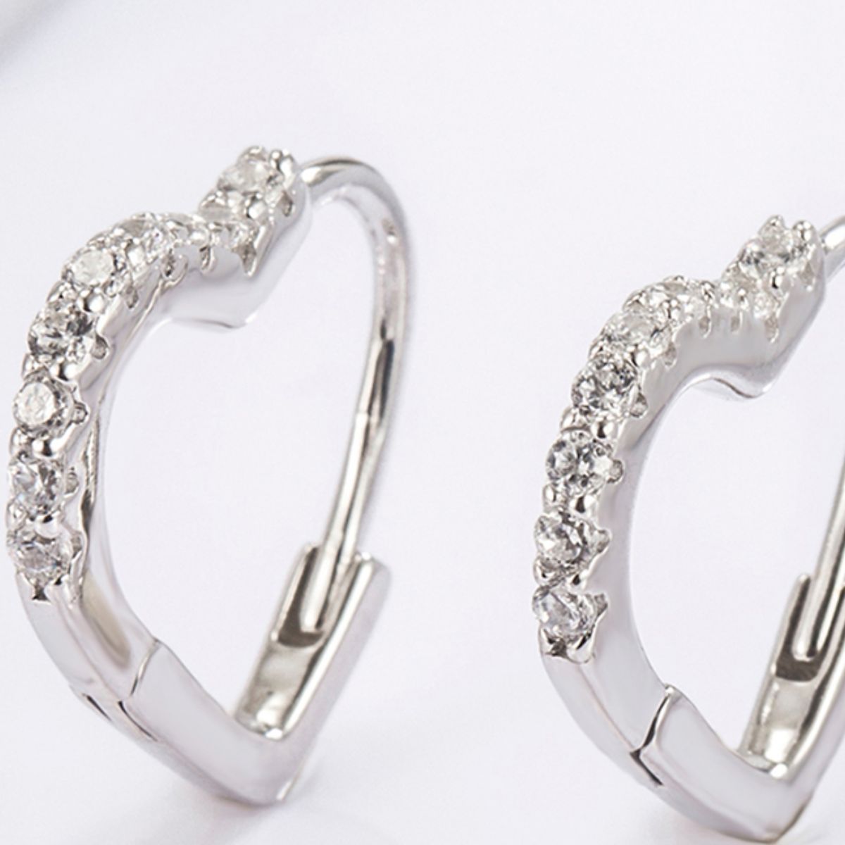 925 Sterling Silver Zircon Heart Shape Earrings