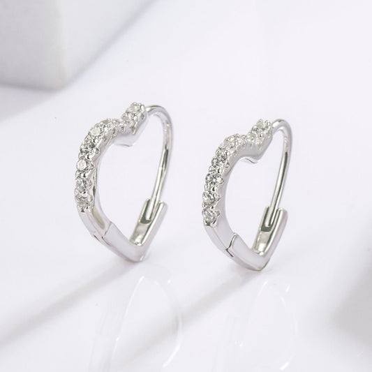 925 Sterling Silver Zircon Heart Shape Earrings